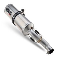 Exhaust compatible with Benelli Trk 502 2021-2024, Satinox , Slip-on exhaust including link pipe and removable db killer 