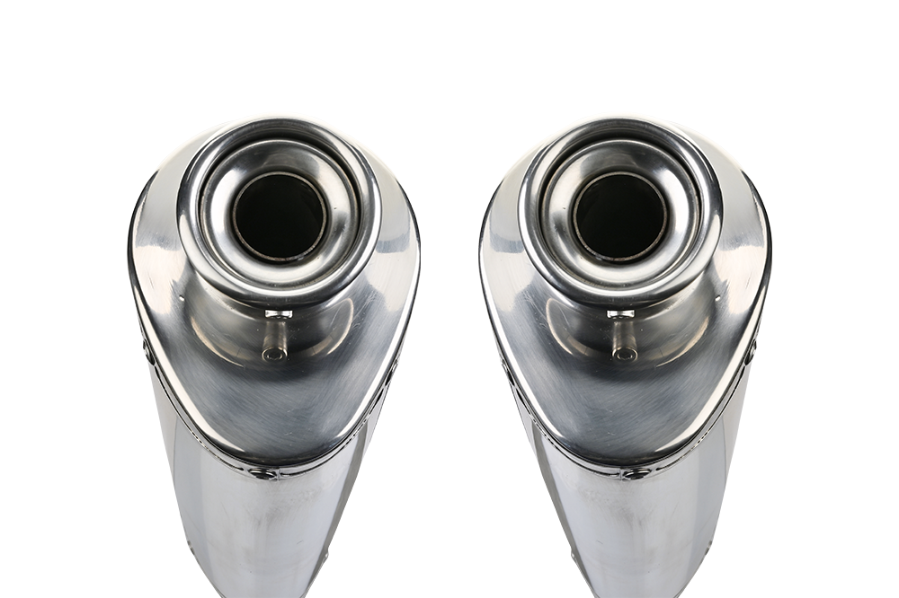 Exhaust compatible with Cagiva Gran Canyon 1998-2000, Trioval, Dual slip-on including removable db killers and link pipes 