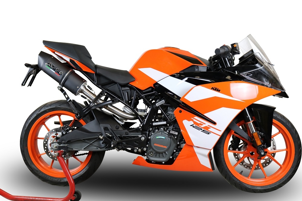 GPR exhaust compatible with  Ktm RC 125 2017-2020, Furore Evo4 Nero, Slip-on exhaust including removable db killer, link pipe and catalyst,  EPA-compliant 