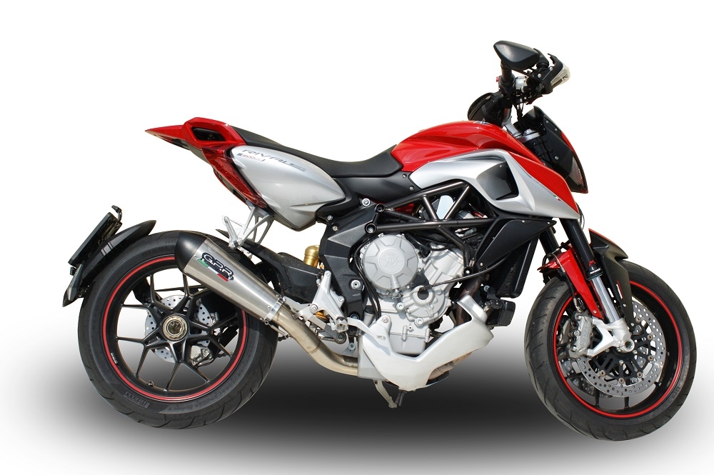 Exhaust compatible with Mv Agusta Rivale / Stradale 800 2014-2016, Gpe Ann. titanium, Slip-on exhaust including removable db killer and link pipe 