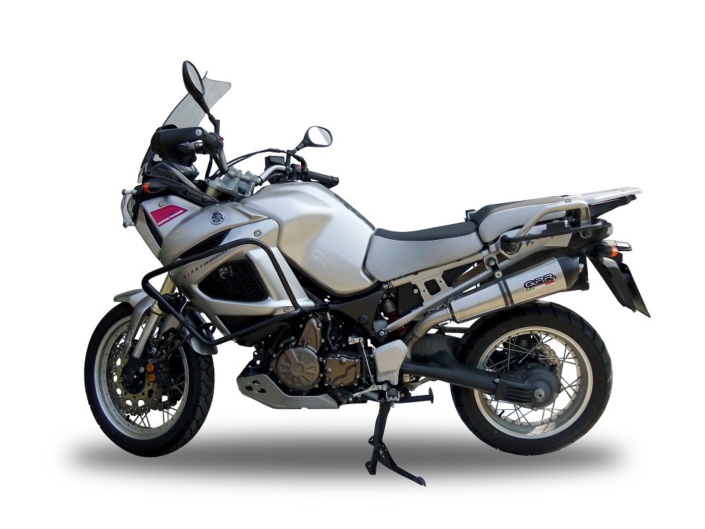 Exhaust compatible with Yamaha XT1200Z Supertenere 2017-2020, GP Evo4 Titanium, Slip-on exhaust including removable db killer and link pipe 