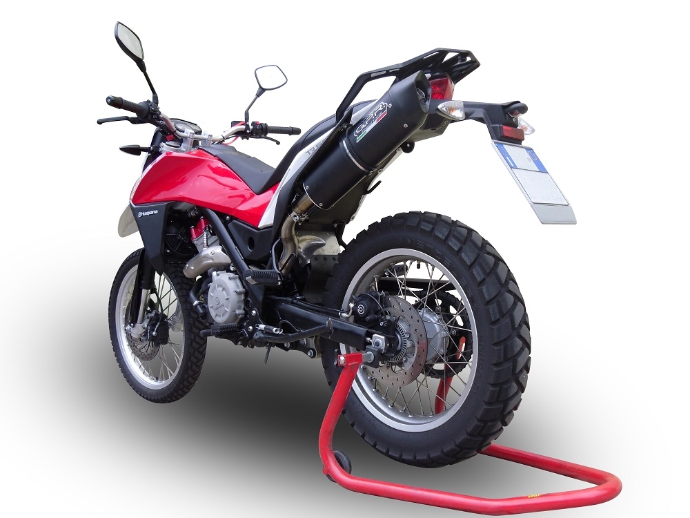 GPR exhaust compatible with  Husqvarna TERRA - STRADA TR 650  2013-2015, Furore Nero, Full system exhaust including removable db killer and catalyst, EPA-compliant 