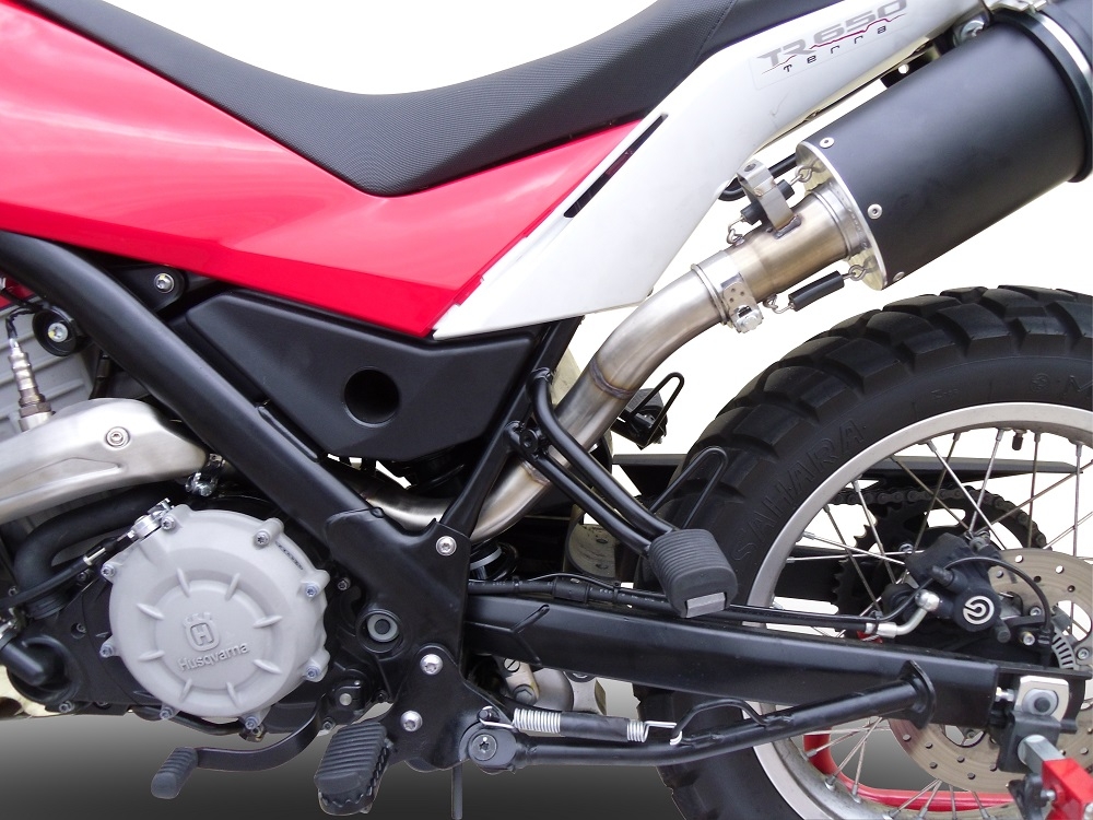 GPR exhaust compatible with  Husqvarna TERRA - STRADA TR 650  2013-2015, Furore Nero, Full system exhaust including removable db killer and catalyst, EPA-compliant 