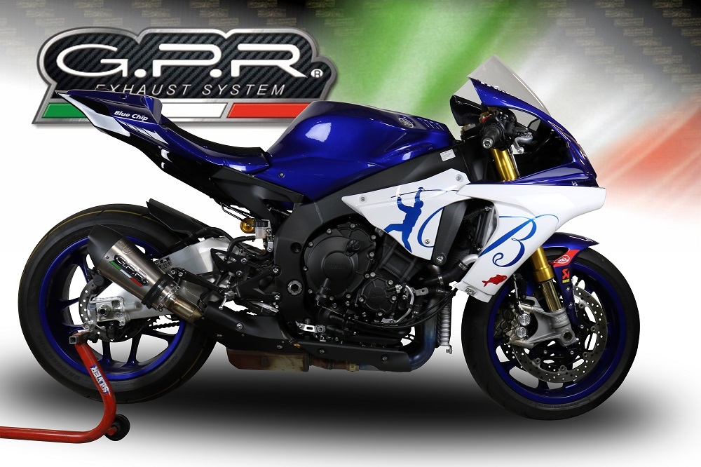 Exhaust compatible with Yamaha R1 2020-2025, GP Evo4 Titanium, Slip-on exhaust including removable db killer and link pipe 