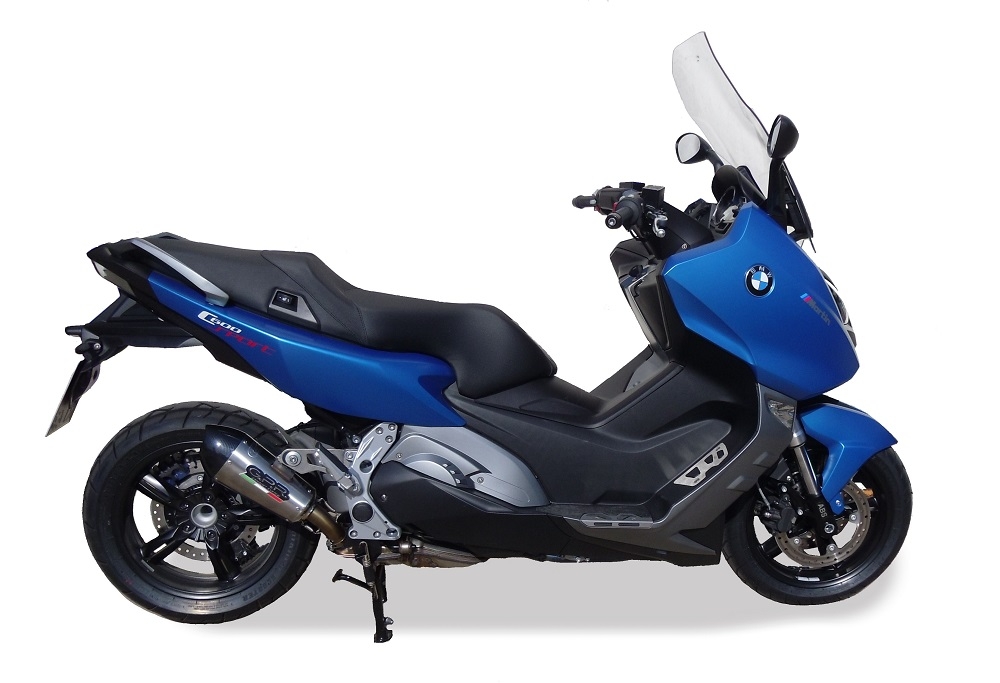 Exhaust compatible with Bmw C600 Sport 2012-2016, Gpe Ann. titanium, Slip-on exhaust including removable db killer and link pipe 