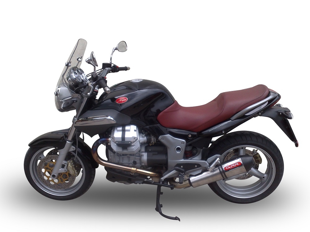 Exhaust compatible with Moto Guzzi Breva 1200 2007-2012, Gpe Ann. titanium, Slip-on exhaust including removable db killer and link pipe 