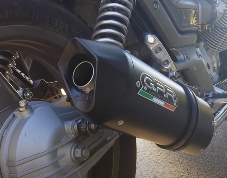 Exhaust compatible with Moto Guzzi Breva 750 2003-2009, Furore Nero, Dual slip-on including removable db killers and link pipes 