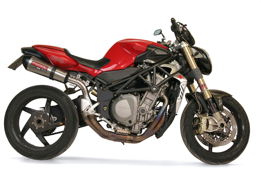 Exhaust compatible with Mv Agusta Brutale 750 S 2000-2006, Gpe Ann. titanium, Slip-on exhaust including removable db killer and link pipe 