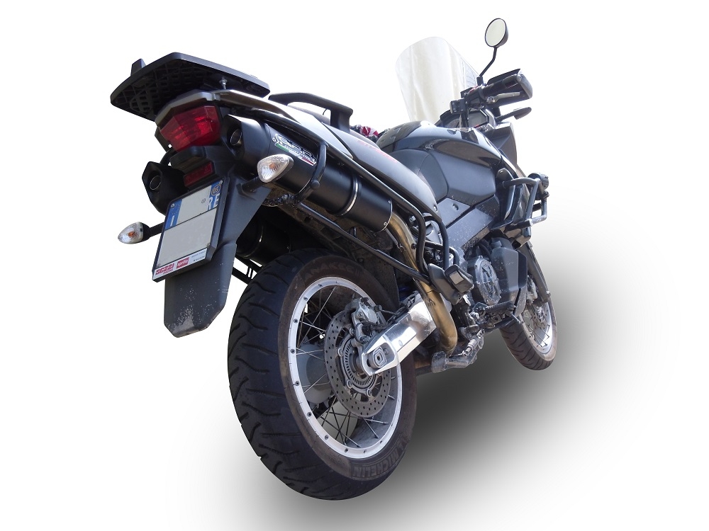 Exhaust compatible with Aprilia Etv Caponord 1000 Rally 2001-2007, Furore Nero, Dual slip-on including removable db killers and link pipes, not EPA-compliant 