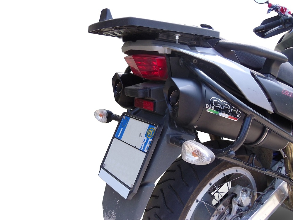 Exhaust compatible with Aprilia Etv Caponord 1000 Rally 2001-2007, Furore Nero, Dual slip-on including removable db killers and link pipes, not EPA-compliant 