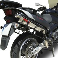 Exhaust compatible with Aprilia Etv Caponord 1000 Rally 2001-2007, Trioval, Dual slip-on including removable db killers and link pipes, not EPA-compliant 