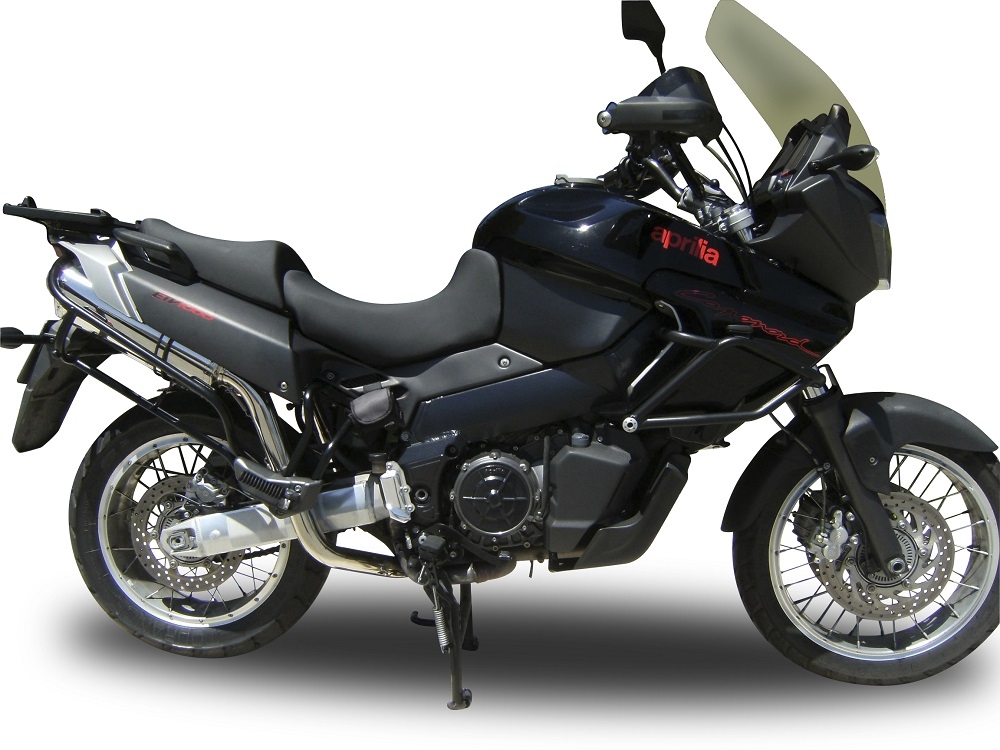 Exhaust compatible with Aprilia Etv Caponord 1000 Rally 2001-2007, Trioval, Dual slip-on including removable db killers and link pipes, not EPA-compliant 