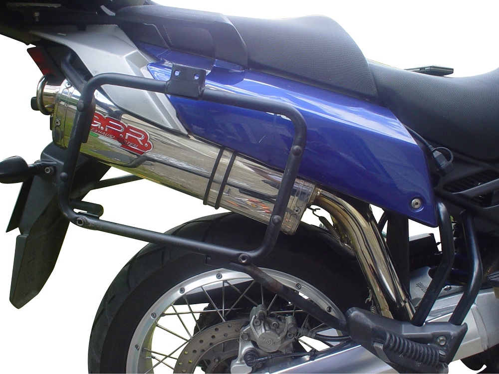 Exhaust compatible with Aprilia Etv Caponord 1000 Rally 2001-2007, Trioval, Dual slip-on including removable db killers and link pipes, not EPA-compliant 