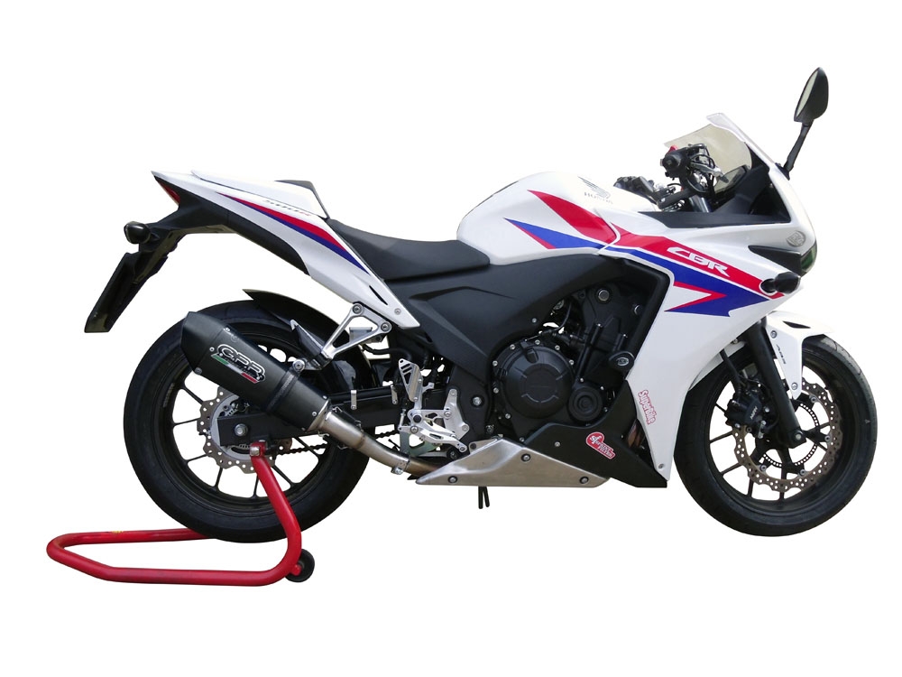 Exhaust compatible with Honda CBR500R 2023-2024, GP Evo4 Black Titanium, Slip-on exhaust including removable db killer and link pipe 