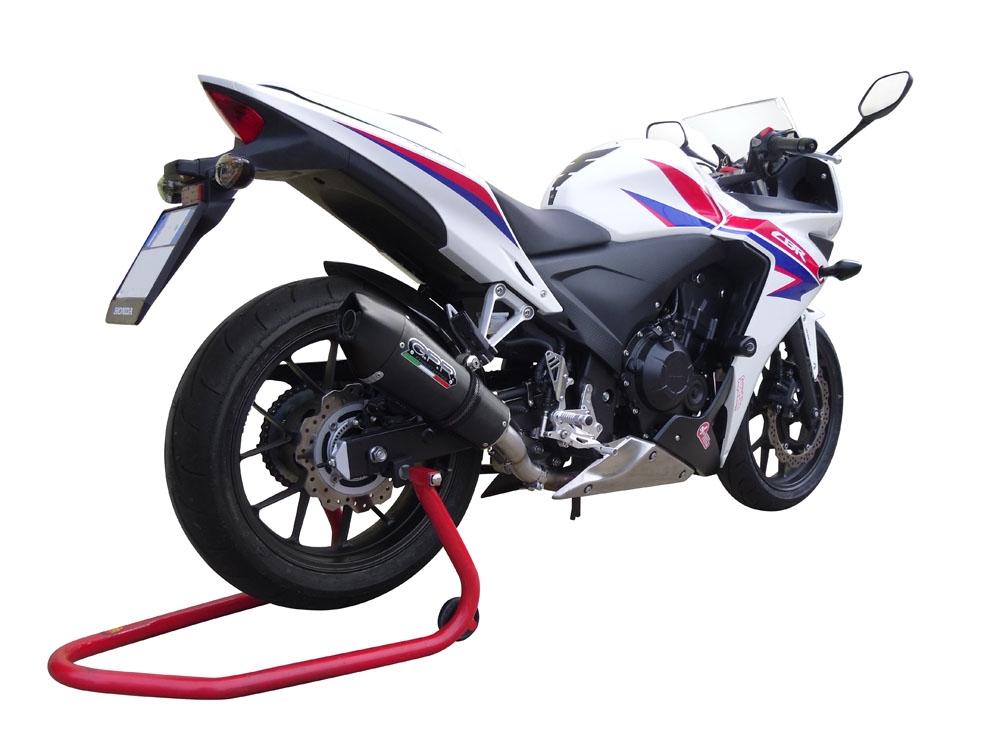 Exhaust compatible with Honda CBR500R 2023-2024, GP Evo4 Black Titanium, Slip-on exhaust including removable db killer and link pipe 