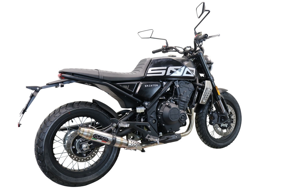 Exhaust compatible with Brixton Crossfire 500 X 2022-2023, Deeptone Inox, Slip-on exhaust including removable db killer and link pipe, EPA-compliant 