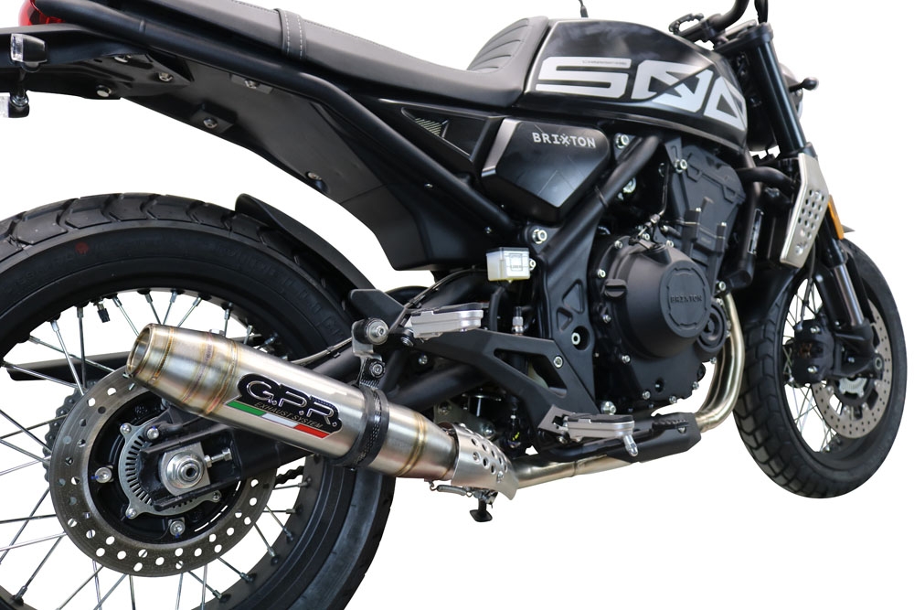 Exhaust compatible with Brixton Crossfire 500 X 2022-2023, Deeptone Inox, Slip-on exhaust including removable db killer and link pipe, EPA-compliant 