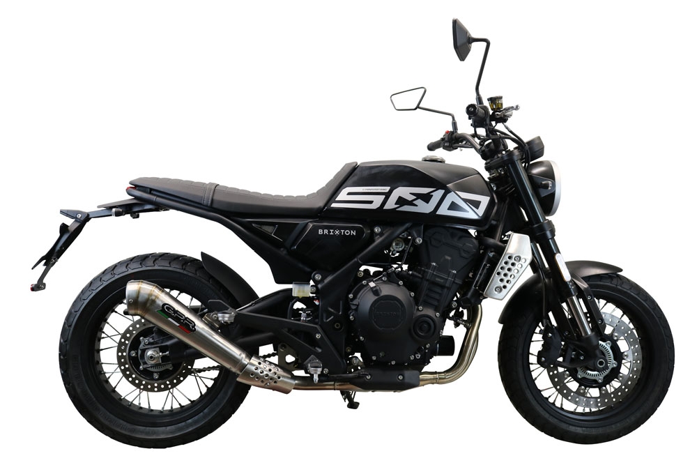 Exhaust compatible with Brixton Crossfire 500 X 2020-2021, Powercone Evo, Slip-on exhaust including removable db killer and link pipe 