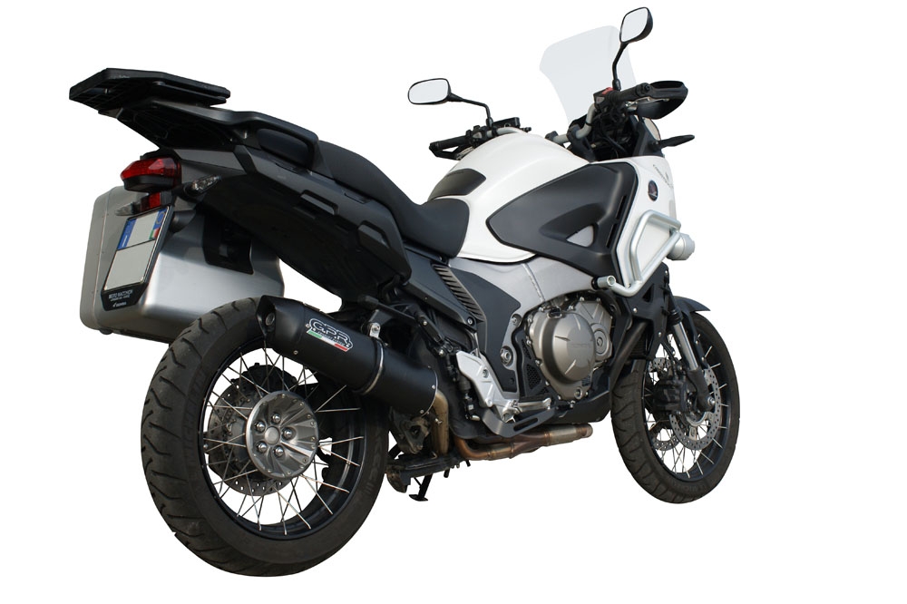 Exhaust compatible with Honda VFR1200X Crosstourer 2011-2016, Furore Nero, Slip-on exhaust including removable db killer and link pipe 