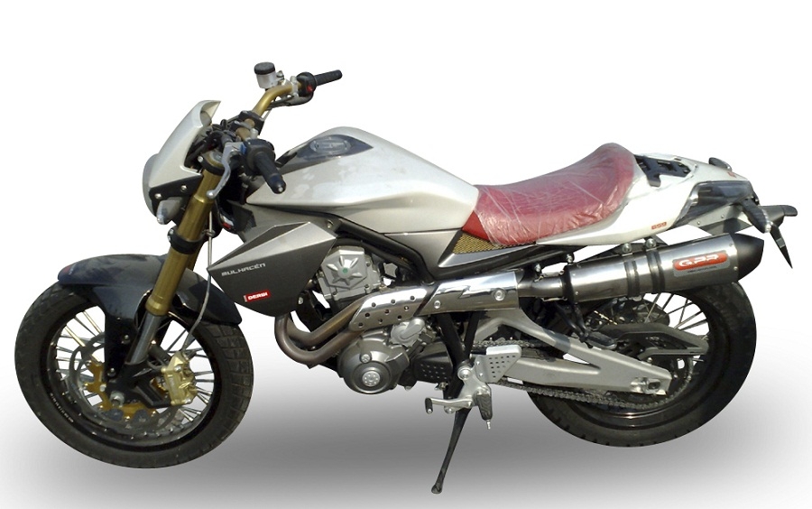 Exhaust compatible with Derbi Mulhacén 659 2005-2011, Gpe Ann. titanium, Slip-on exhaust including removable db killer and link pipe 