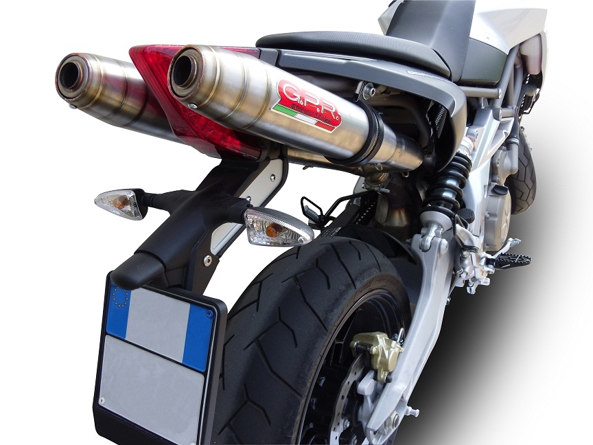 Exhaust compatible with Aprilia Dorsoduro 750 2008-2016, Deeptone Inox, Dual slip-on exhausts including link pipes 