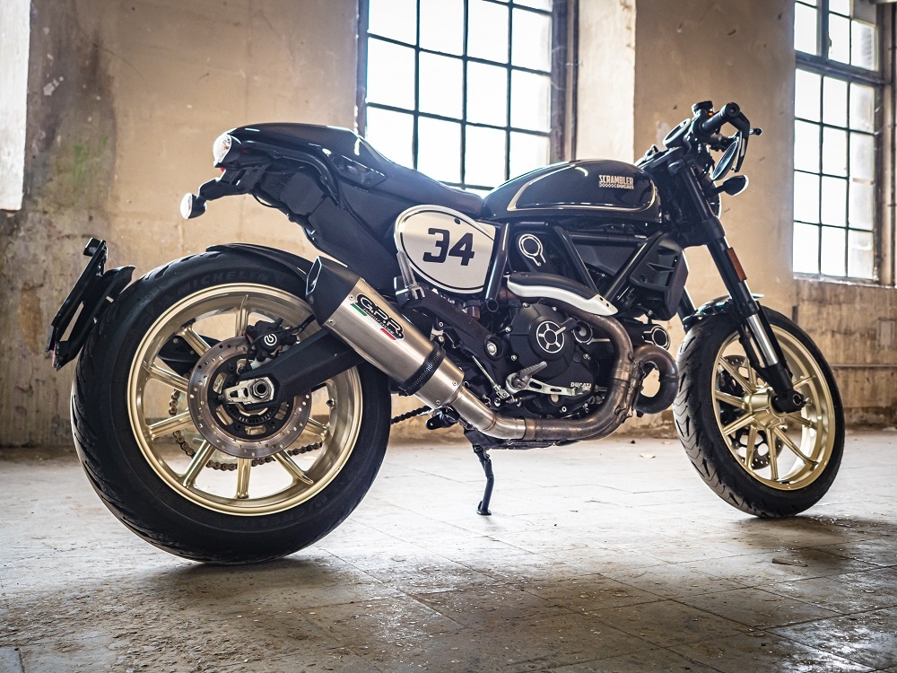 Exhaust compatible with Ducati Scrambler 803 2015-2016, Gpe Ann. titanium, Slip-on exhaust including removable db killer and link pipe 