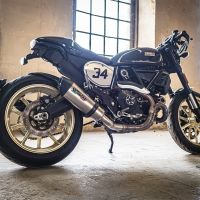 Exhaust compatible with Ducati Scrambler 803 2015-2016, Gpe Ann. titanium, Slip-on exhaust including removable db killer and link pipe 