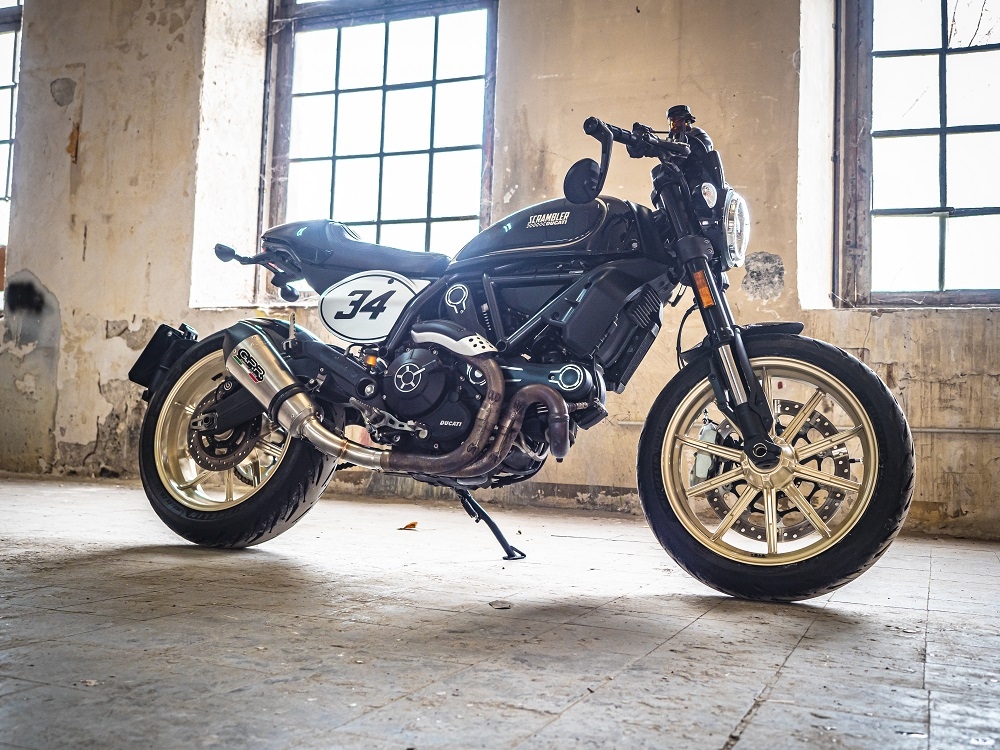 Exhaust compatible with Ducati Scrambler 803 2015-2016, Gpe Ann. titanium, Slip-on exhaust including removable db killer and link pipe 