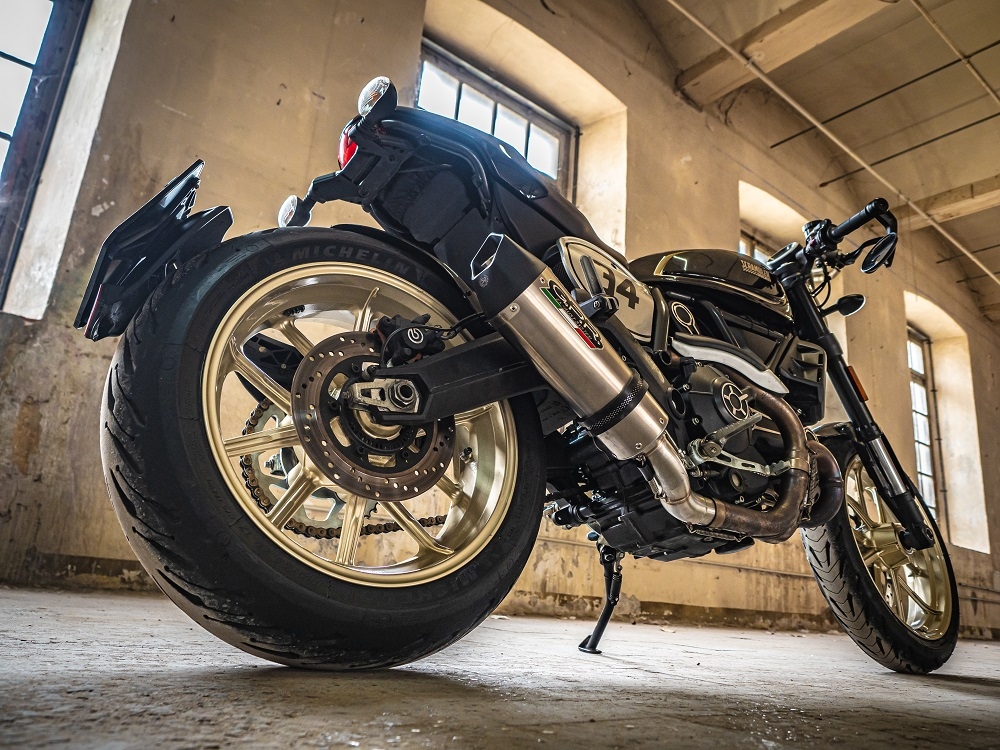 Exhaust compatible with Ducati Scrambler 803 2015-2016, Gpe Ann. titanium, Slip-on exhaust including removable db killer and link pipe 