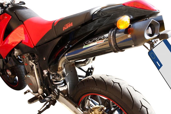 Exhaust compatible with Ktm Duke II 2000-2006, Furore Nero, Dual slip-on including removable db killers and link pipes 