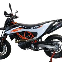 GPR exhaust compatible with  Ktm 690 Enduro R  2021-2024, New Grand Prix Evo Black Titanium, Slip-on exhaust including removable db killer, link pipe and catalyst,  EPA-compliant 
