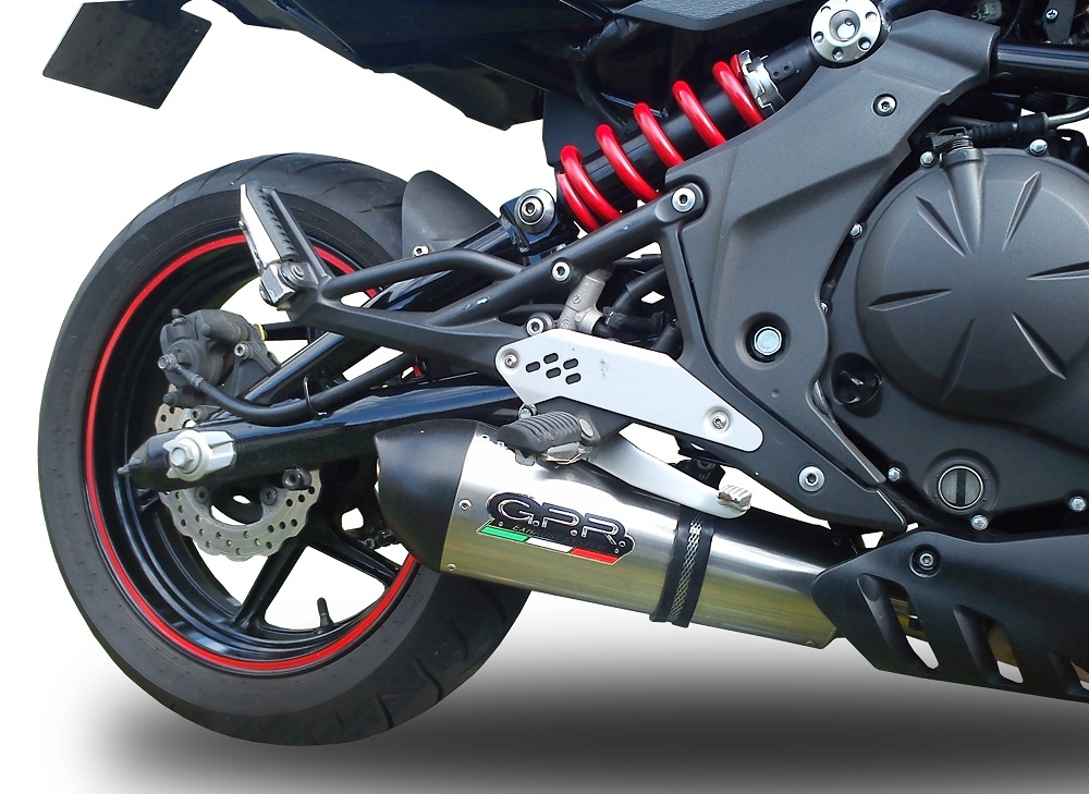 Exhaust compatible with Cf Moto Nk 650 2012-2016, Gpe Ann. titanium, Slip-on exhaust including removable db killer and link pipe 