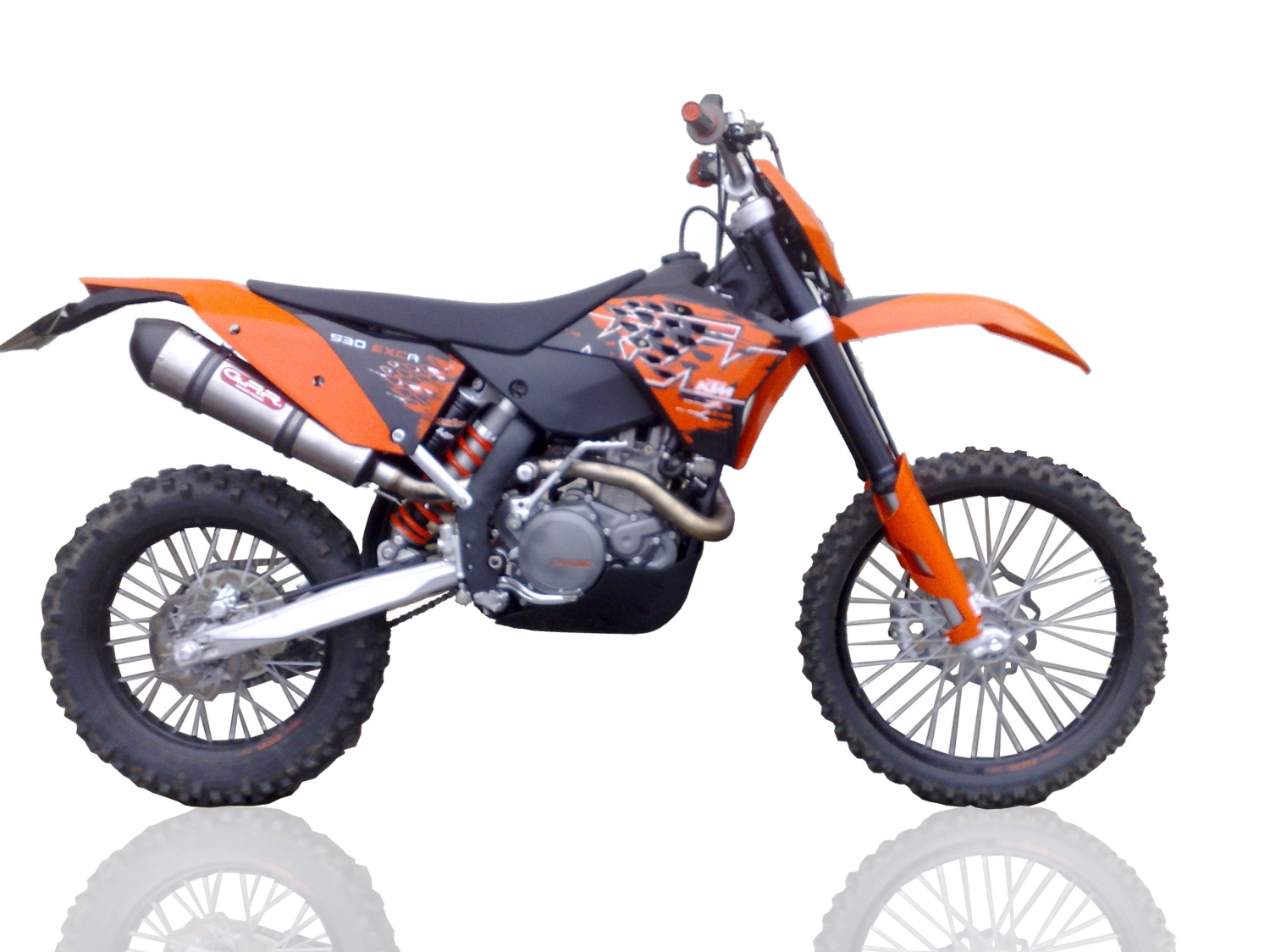 Exhaust compatible with Ktm EXCR 530 2007-2011, Gpe Ann. titanium, Slip-on exhaust including removable db killer and link pipe 