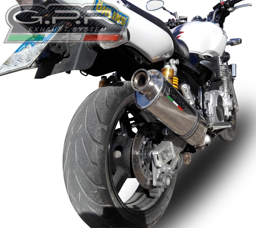 Exhaust compatible with Yamaha XJR1300 2007-2017, Trioval, Slip-on exhaust including removable db killer and link pipe, EPA-compliant 
