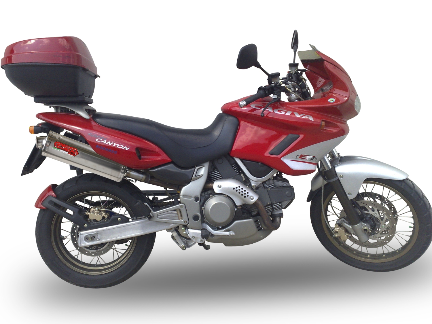Exhaust compatible with Cagiva Gran Canyon 1998-2000, Trioval, Dual slip-on including removable db killers and link pipes 