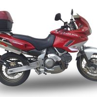 Exhaust compatible with Cagiva Gran Canyon 1998-2000, Trioval, Dual slip-on including removable db killers and link pipes 
