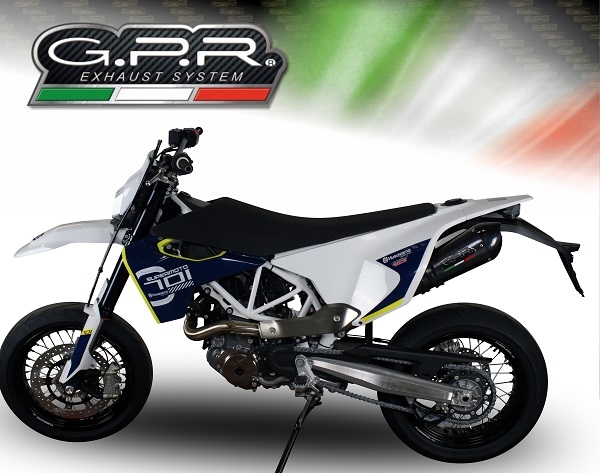 Exhaust compatible with Husqvarna Supermoto 701 2021-2024, Gpe Ann. Poppy, Slip-on exhaust including link pipe and removable db killer 