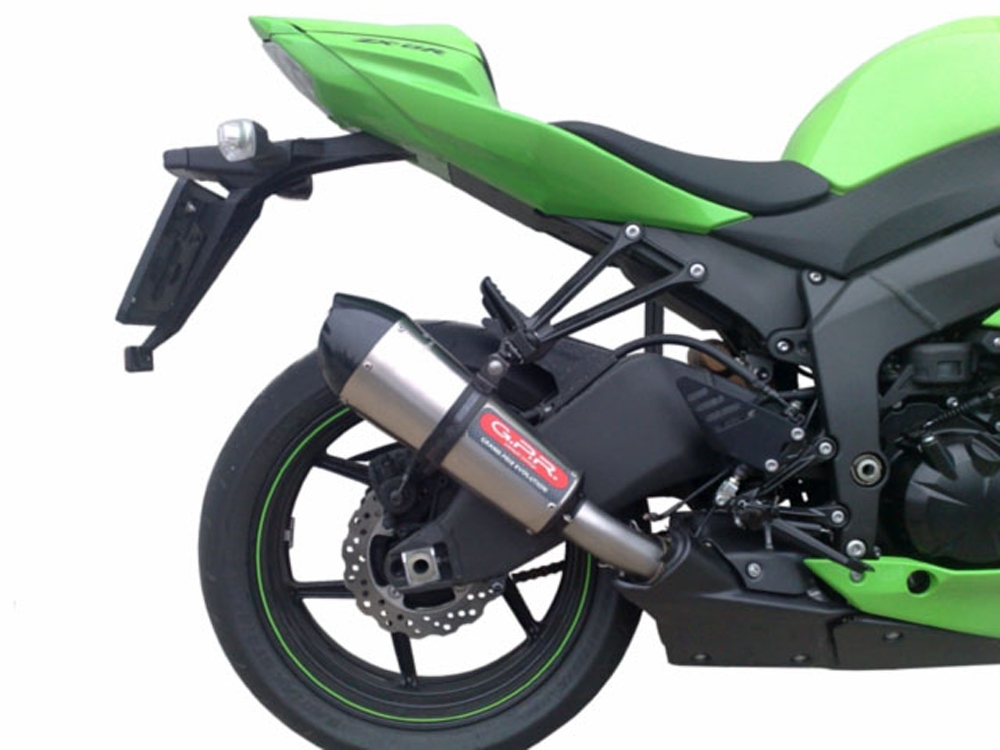 Exhaust compatible with Kawasaki ZX-6R/RR 2009-2025, Gpe Ann. titanium, Slip-on exhaust including removable db killer and link pipe 