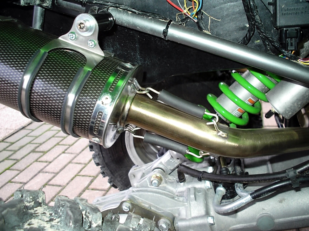 Exhaust compatible with Kawasaki KFX700 2004-2011, Deeptone Atv, Full system exhaust including dual silencers and removable db killers 
