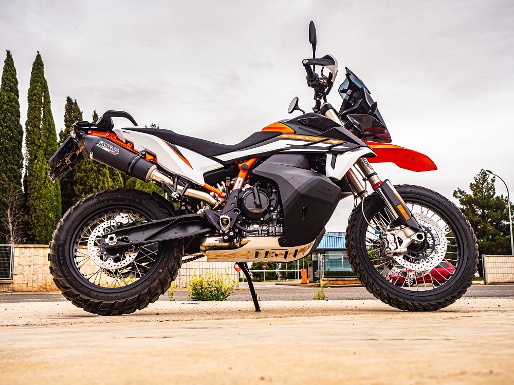 Exhaust compatible with Ktm 890 Adventure R/Rally 2021-2024, GP Evo4 Black Titanium, Slip-on exhaust including removable db killer and link pipe 