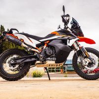 Exhaust compatible with Ktm 890 Adventure R/Rally 2021-2024, GP Evo4 Black Titanium, Slip-on exhaust including removable db killer and link pipe 