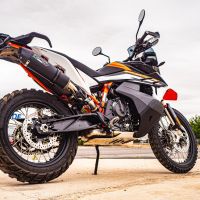 Exhaust compatible with Ktm 890 Adventure R/Rally 2021-2024, GP Evo4 Black Titanium, Slip-on exhaust including removable db killer and link pipe 