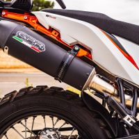 Exhaust compatible with Ktm 890 Adventure R/Rally 2021-2024, GP Evo4 Black Titanium, Slip-on exhaust including removable db killer and link pipe 