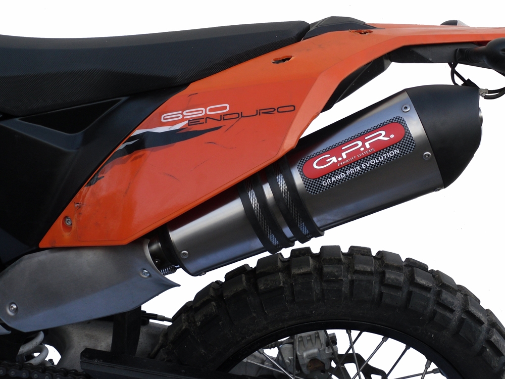 Exhaust compatible with Ktm 690 Enduro R 2007-2016, Gpe Ann. titanium, Slip-on exhaust including removable db killer and link pipe 