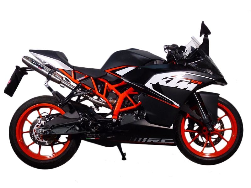 Exhaust compatible with Ktm RC 125 2014-2016, Deeptone Inox, Slip-on exhaust including removable db killer and link pipe 