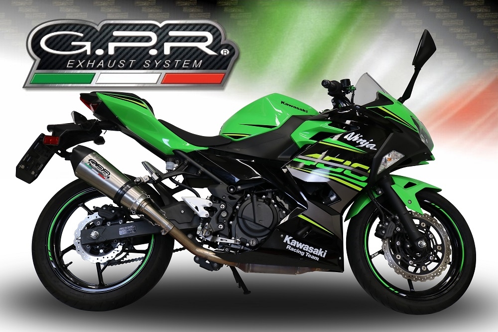Exhaust compatible with Kawasaki Ninja 500 2023-2025, GP Evo4 Titanium, Slip-on exhaust including removable db killer and link pipe 