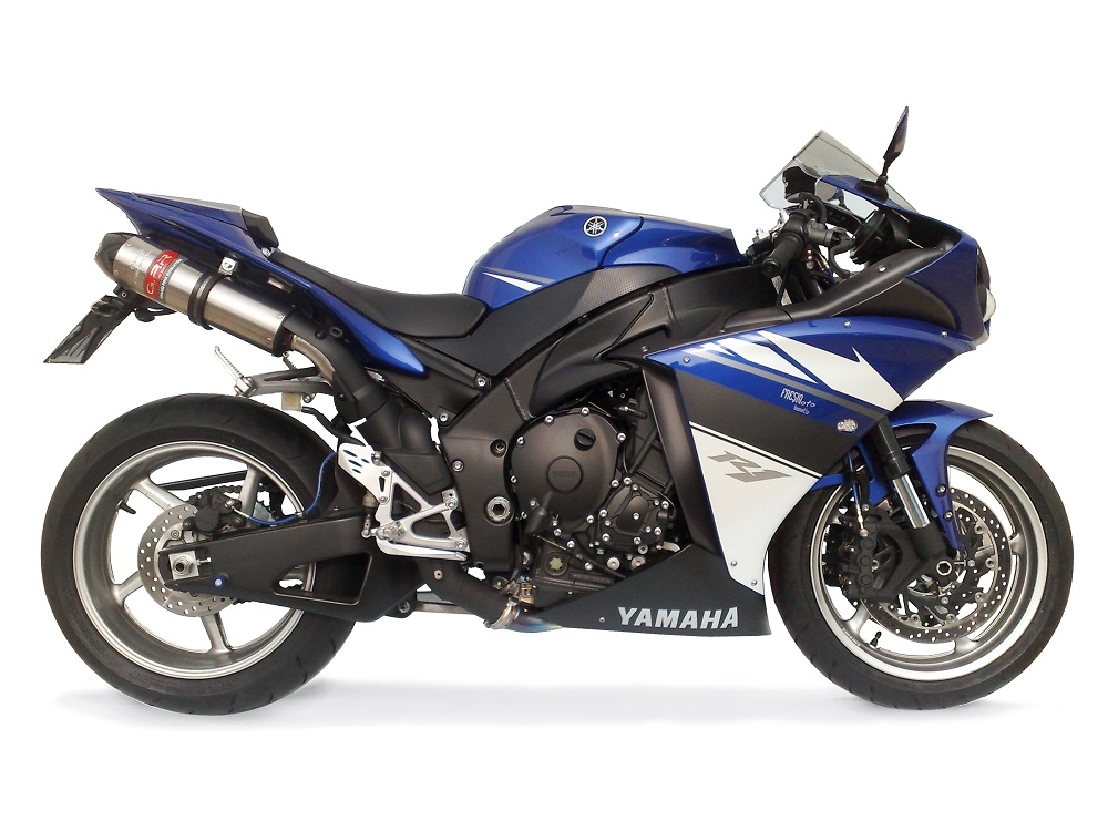 Exhaust compatible with Yamaha YZF 1000 R1 2009-2014, Gpe Ann. titanium, Dual slip-on including removable db killers and link pipes 