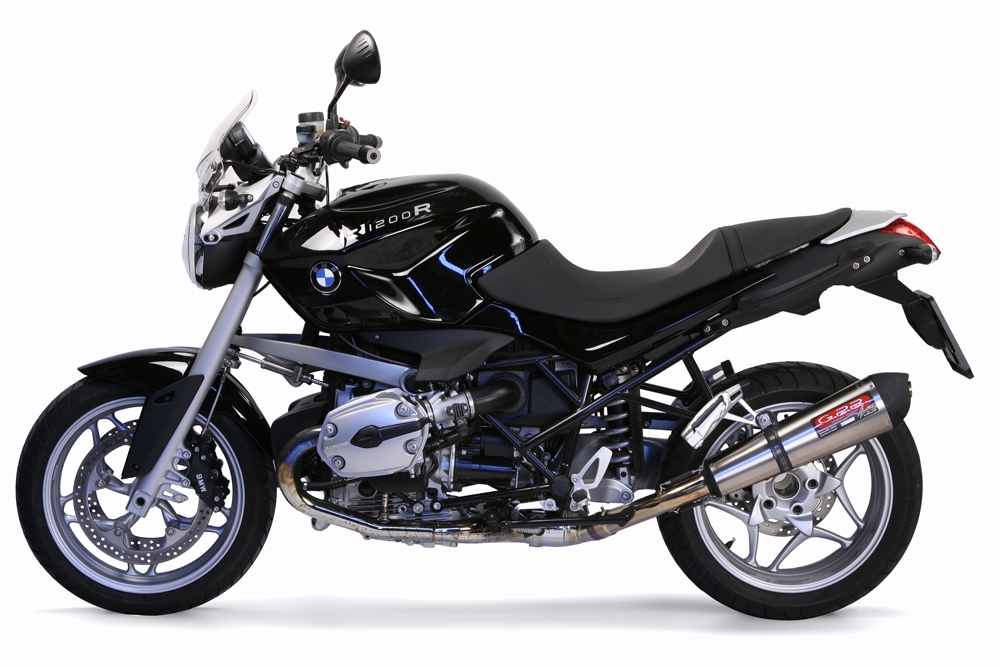 Exhaust compatible with Bmw R1200R 2011-2014, Gpe Ann. titanium, Slip-on exhaust including removable db killer and link pipe 