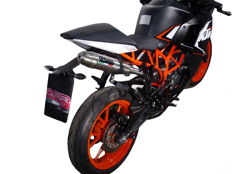 Exhaust compatible with Ktm RC 125 2014-2016, Deeptone Inox, Slip-on exhaust including removable db killer and link pipe 