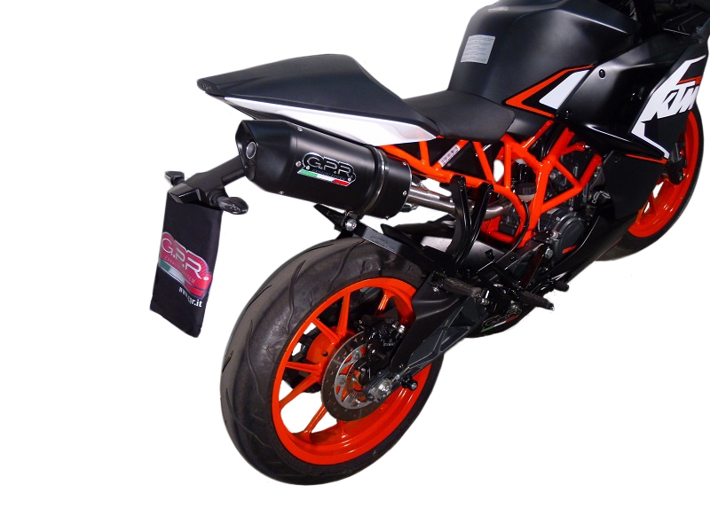 Exhaust compatible with Ktm RC 200 2014-2021, Furore Nero, Slip-on exhaust including link pipe 